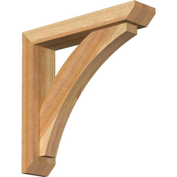 Ekena Millwork Thorton Slat Rough Sawn Bracket w/ Offset Brace, Western Red Cedar, 4"W x 18"D x 18"H BKT0402X18X18THR06RWR - main